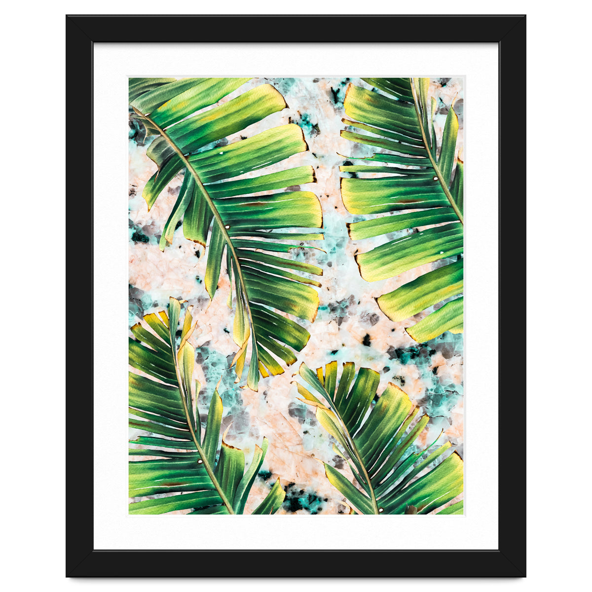 Palm leaf on marble 02