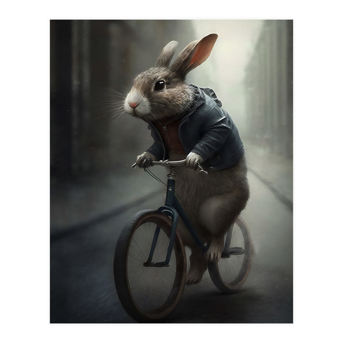 Rabbit Riding a Bicycle (Print Only)