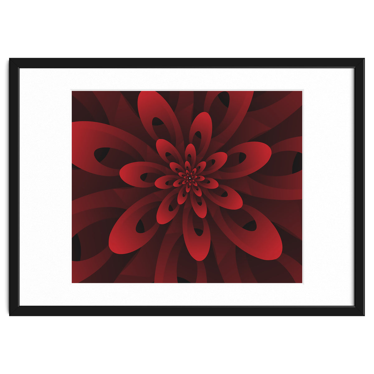 Abstract Digital Modern Red Floral 3D ART