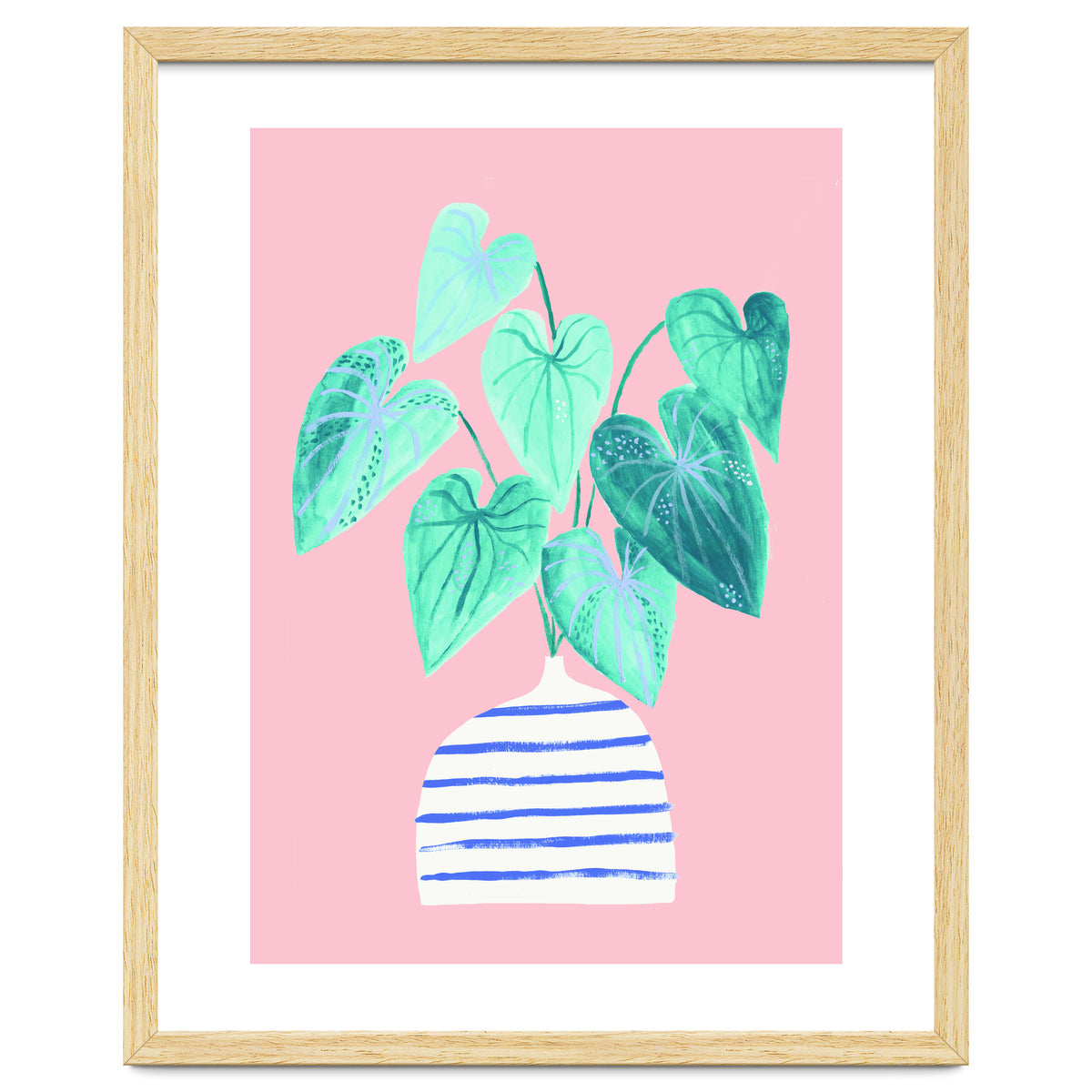 minimal house plant painting in stripy vase