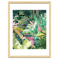 Bohemian Jungle, Tropical Botanical Nature Illustration, Forest Solo Travel Plants Painting