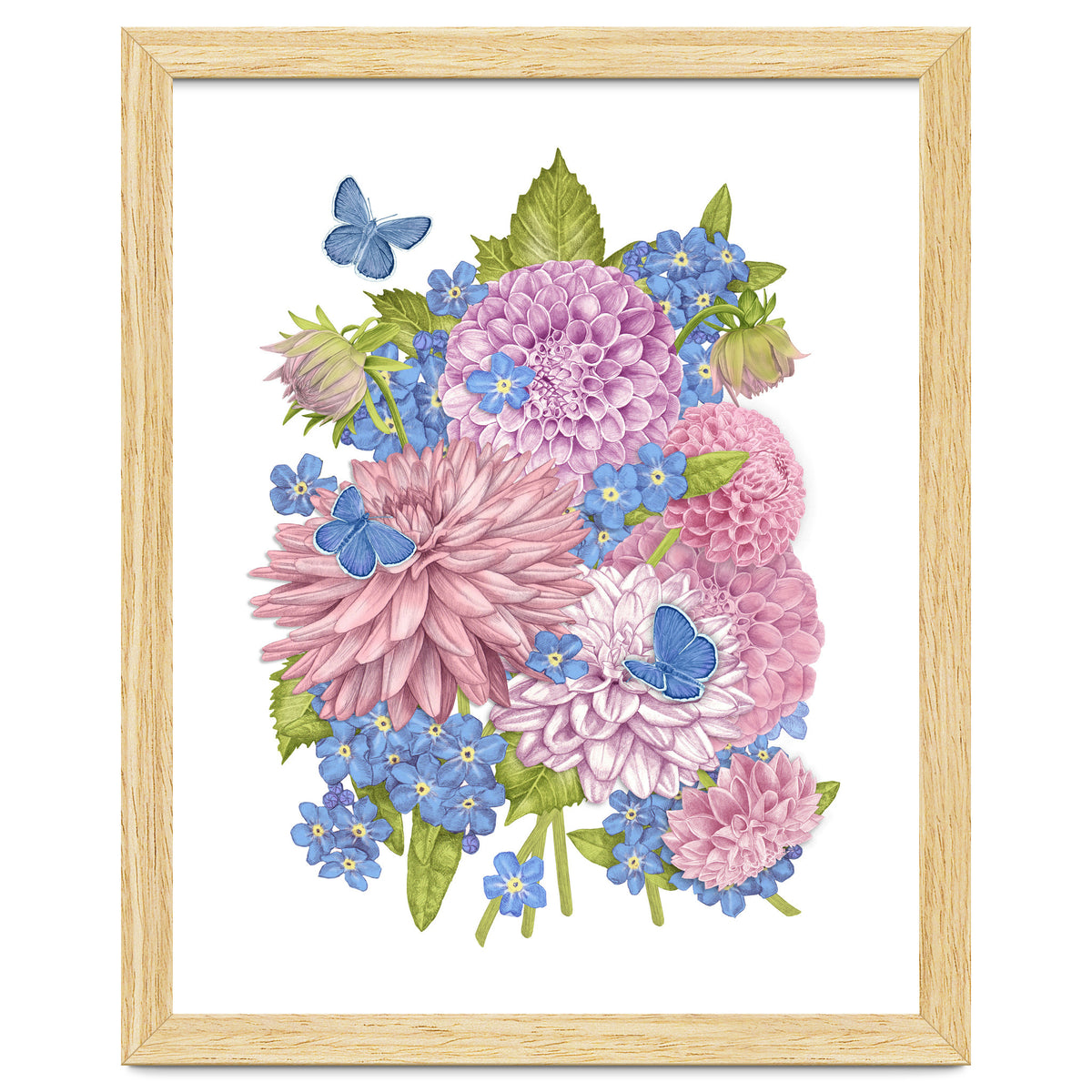 Pink Flowers and Butterflies