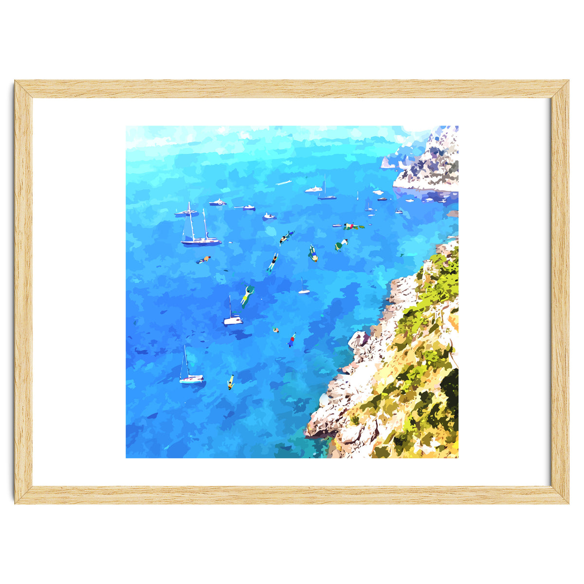 Capri Islands | Tropical Travel Summer Island | Ocean Sea Beach Swim Sail Painting