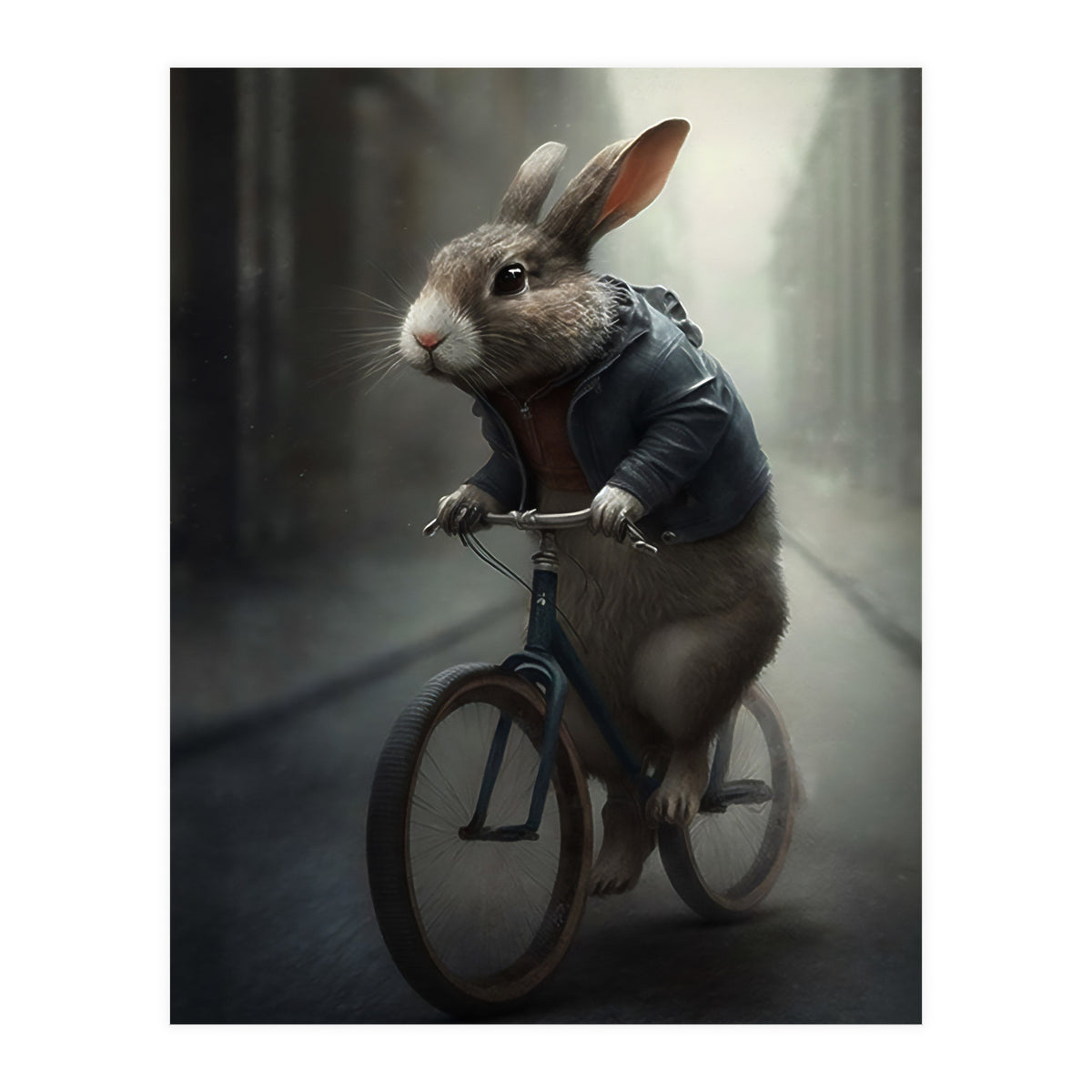 Rabbit Riding a Bicycle (Print Only)