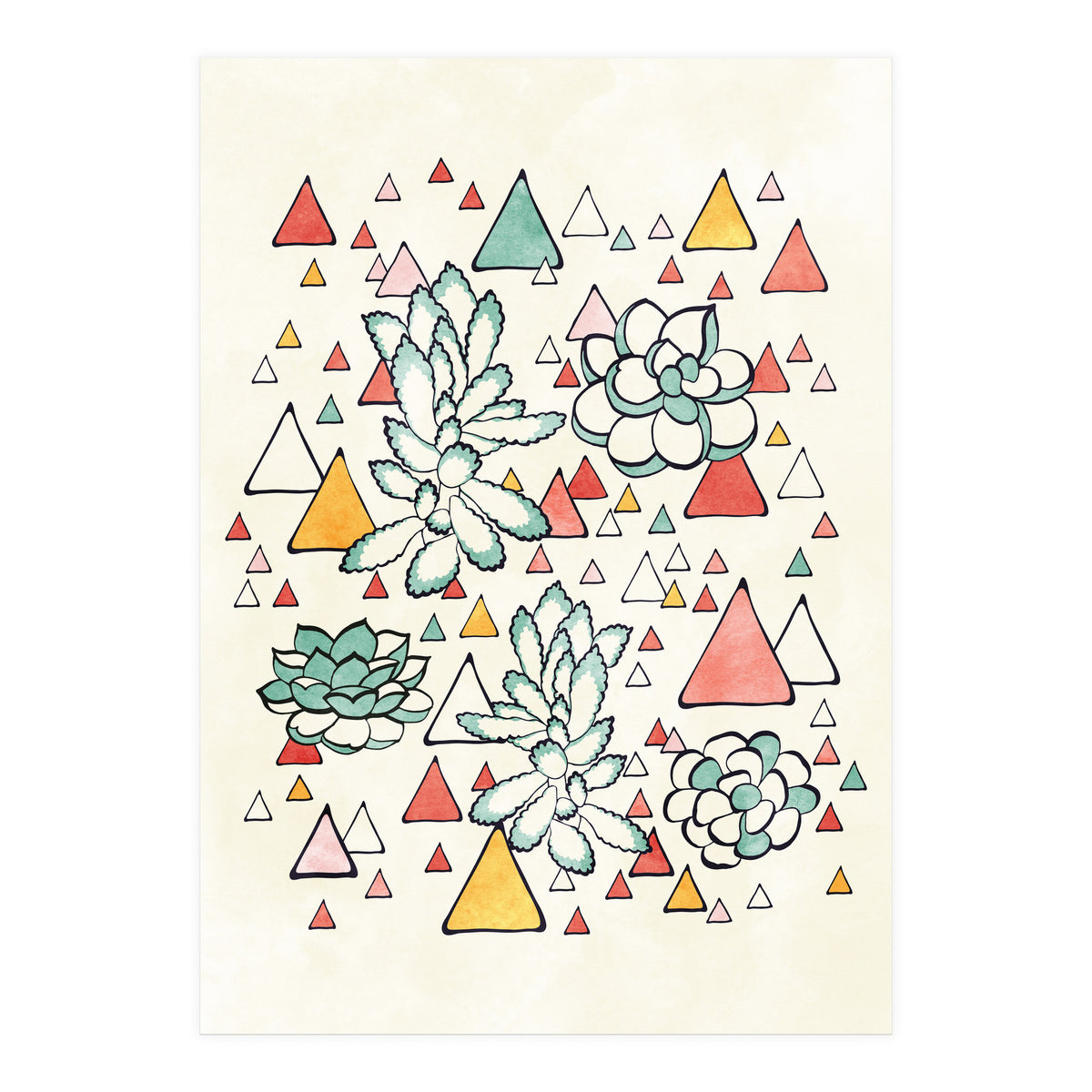 Succulent And Triangles (Print Only)