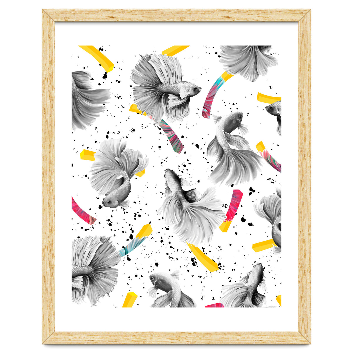 Fish & Chips, Eclectic Quirky Vintage British, French Fries Food Boho Illustration Graphic