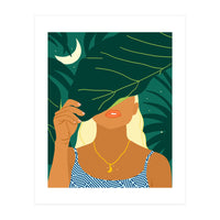 To The Moon & Never Back | Jungle Dreamer Bohemian Tropical Soul | Forest Nature Woman Illustration (Print Only)