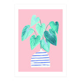 minimal house plant painting in stripy vase (Print Only) thumbnail