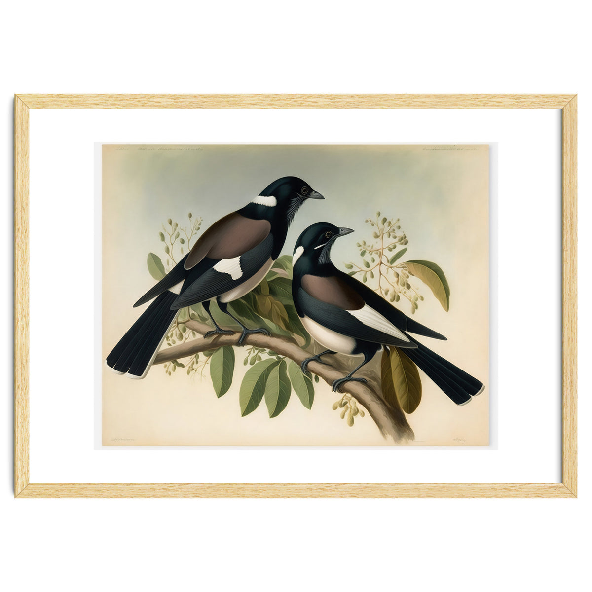 Magpies Vintage Painting