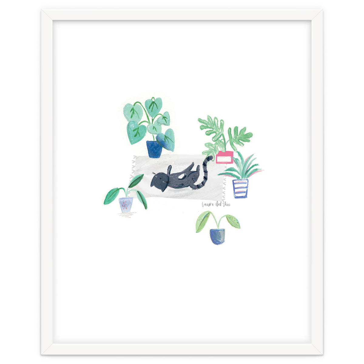 Black Cat And House Plants