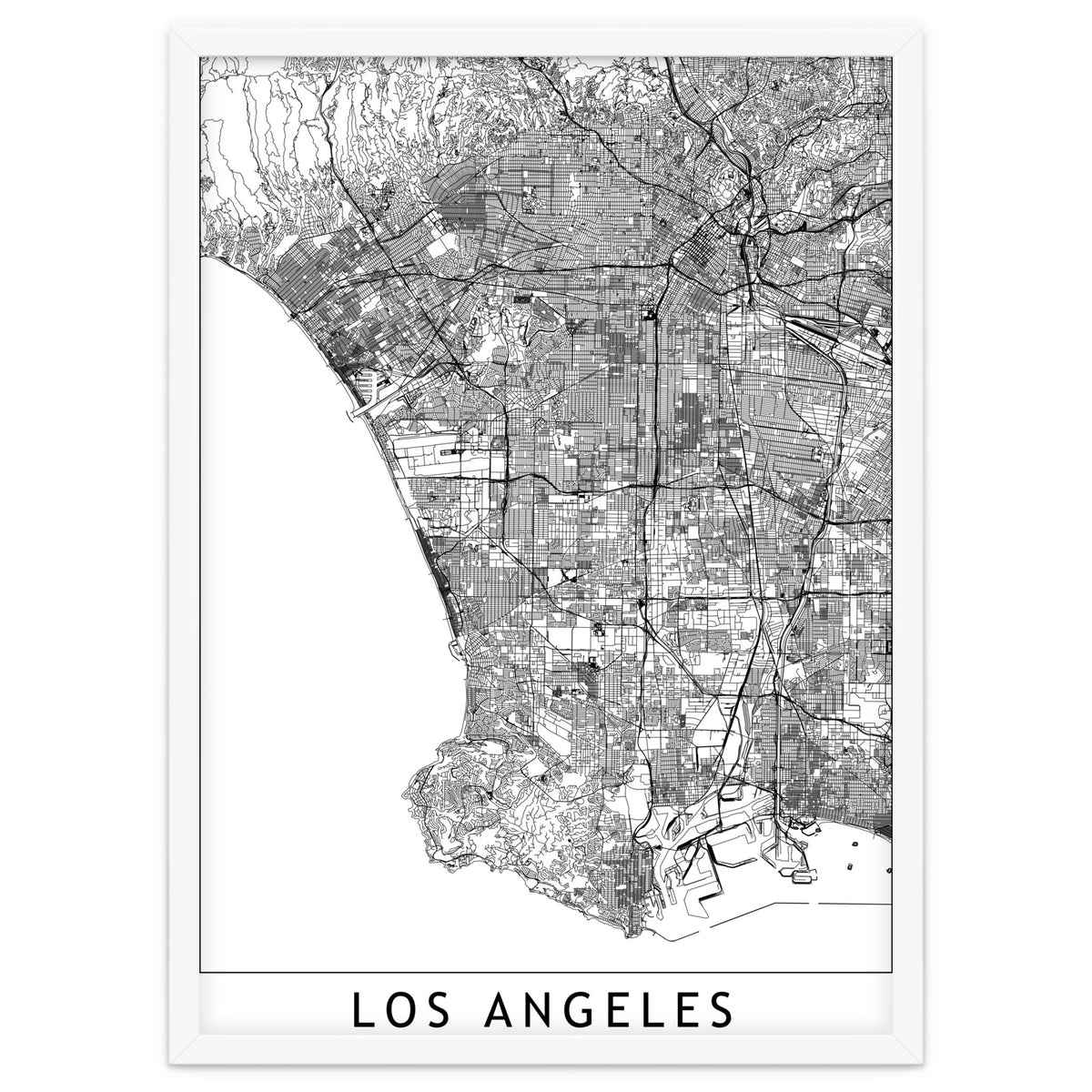 Los Angeles White Map