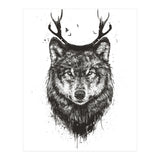 Deer Wolf Bw (Print Only) thumbnail
