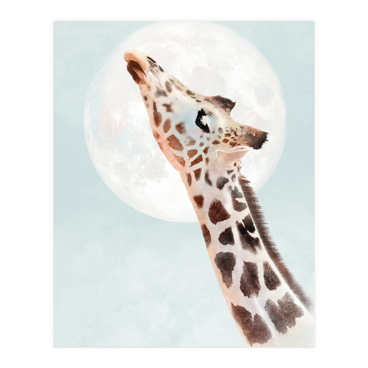 Giraffe And Moon (Print Only)