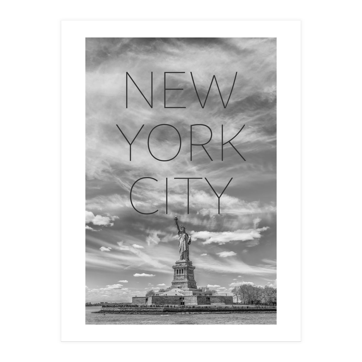NYC Statue of Liberty | Text & Skyline (Print Only)