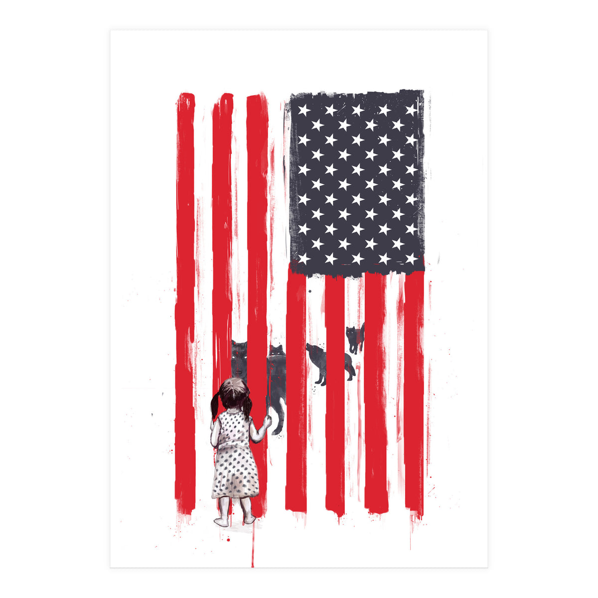 Little Girl And Wolves (Print Only)