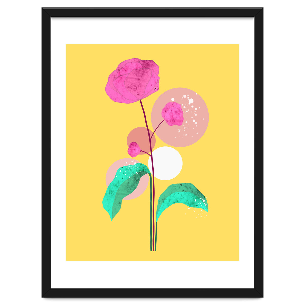 The Rare Bloom, Abstract Nature Floral Graphic, Eclectic Bohemian Modern, Pop of Color Illustration