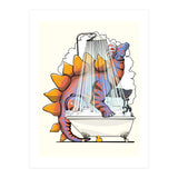 Dinosaur Stegosaurus in the Shower, funny bathroom humour (Print Only) thumbnail