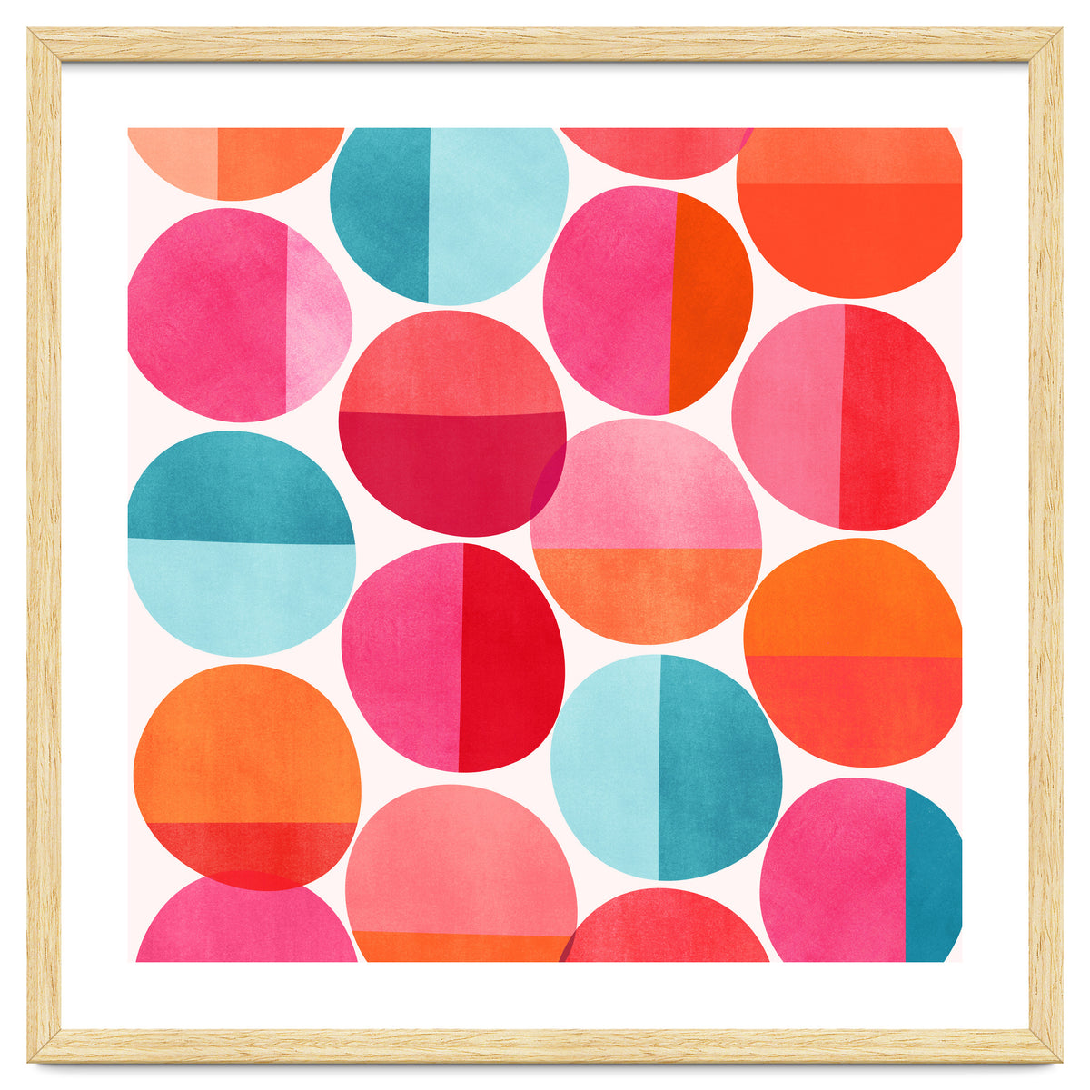 Mid Century Pink and Orange Dots