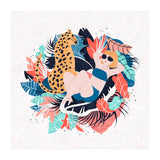 Yellow Hair Tropical Girl With Cheetah (Print Only) thumbnail