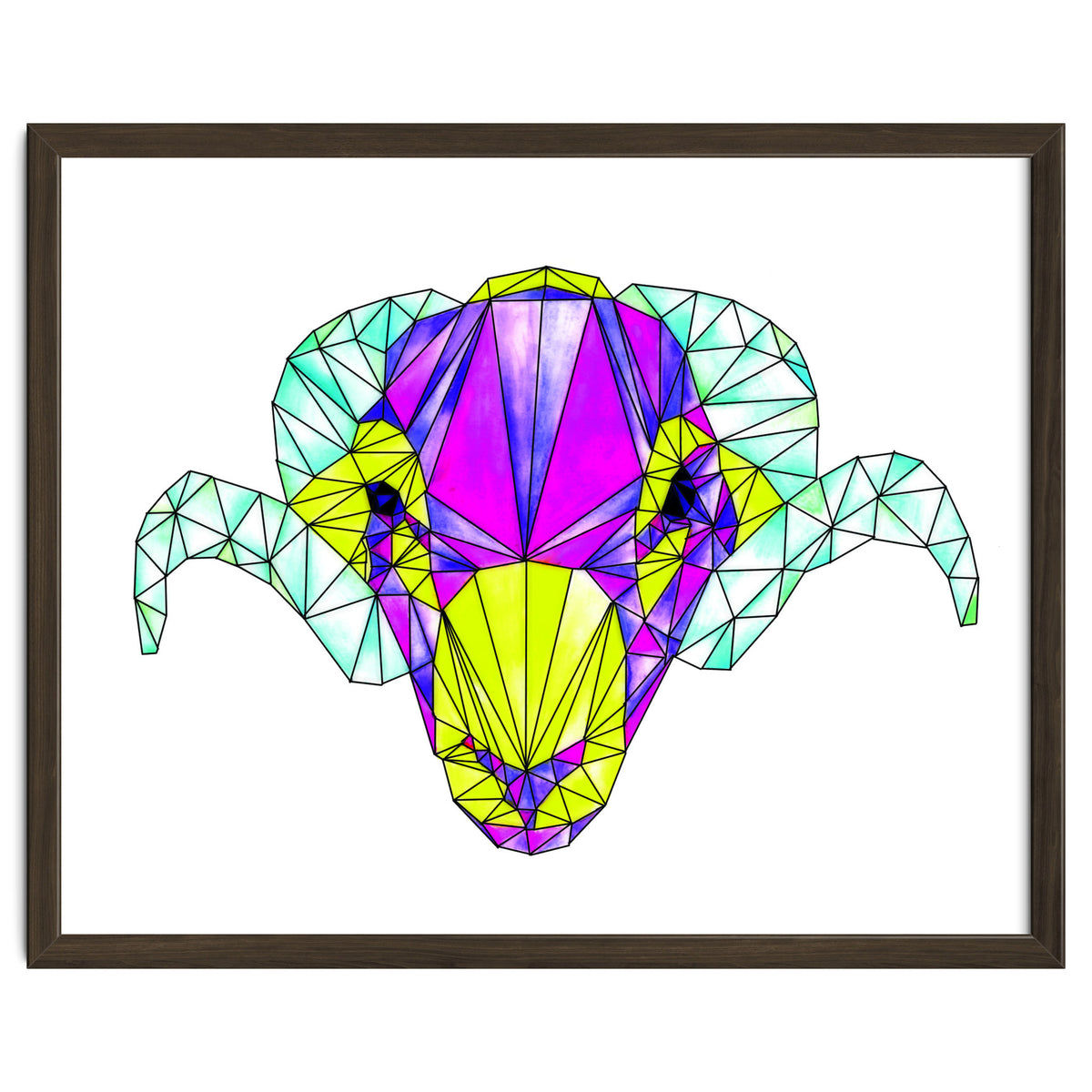 Colourful Geometric Swaledale Sheep Tup with Black Lines