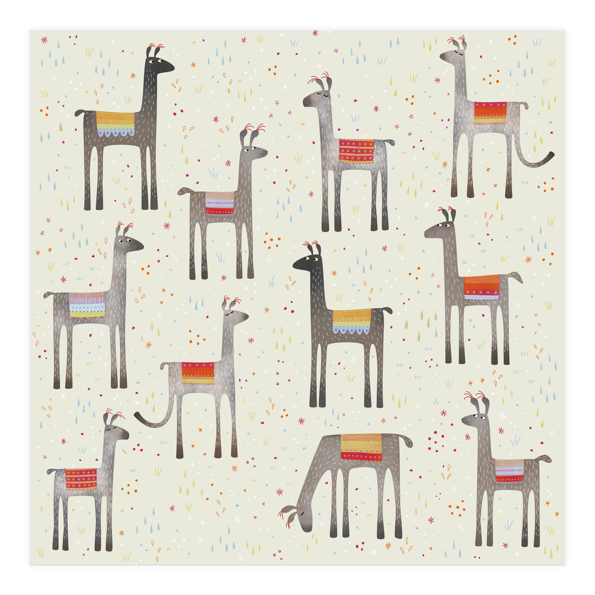 Llamas in a Meadow (Print Only)