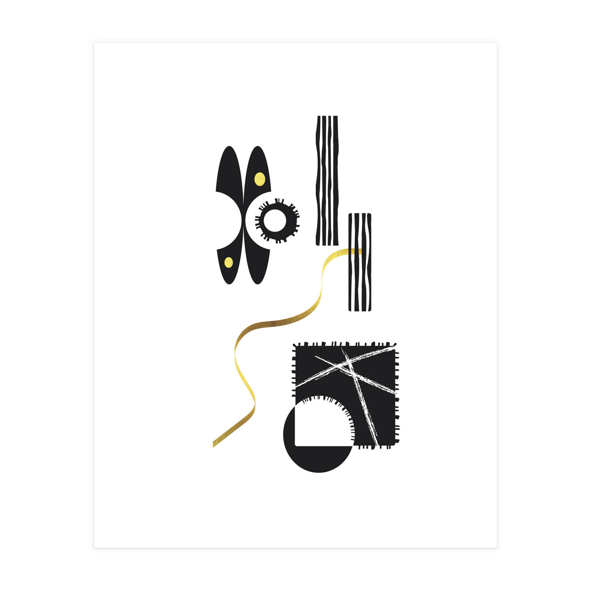 Black & White Abstract No. 3 | gold (Print Only)