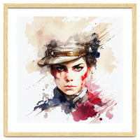 Watercolor Napoleonic Soldier Woman #2