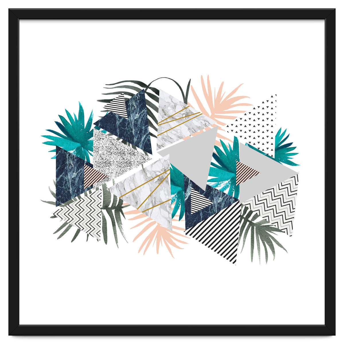 Abstract of geometric patterns with plants and marble I