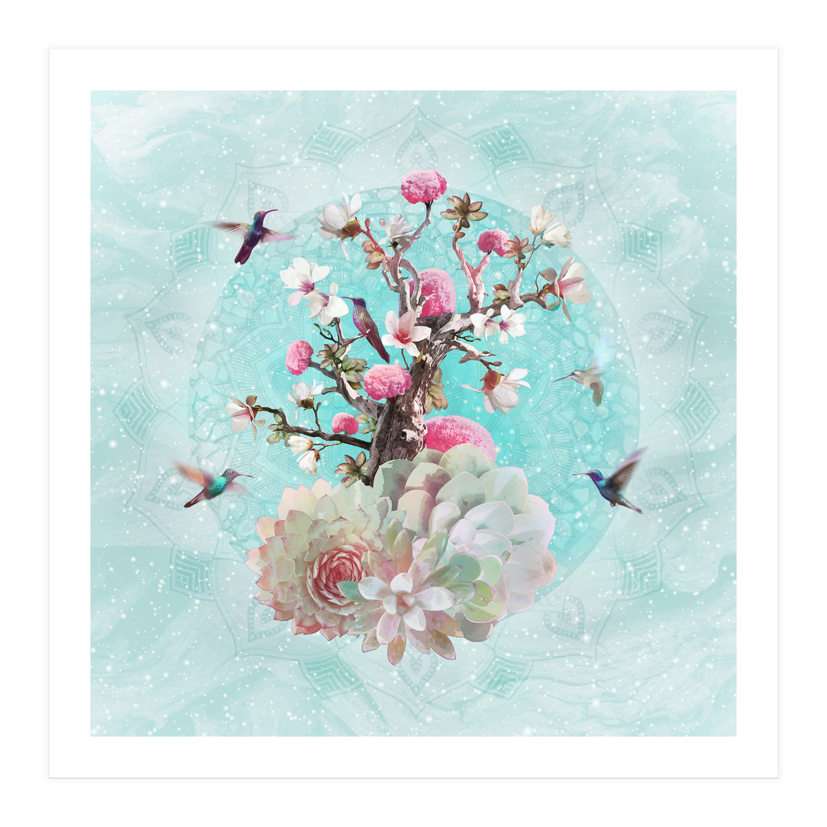 Floral Hummingbird  (Print Only)