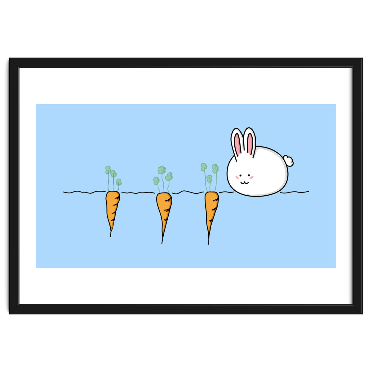 Kawaii Cute Rabbit With Carrots