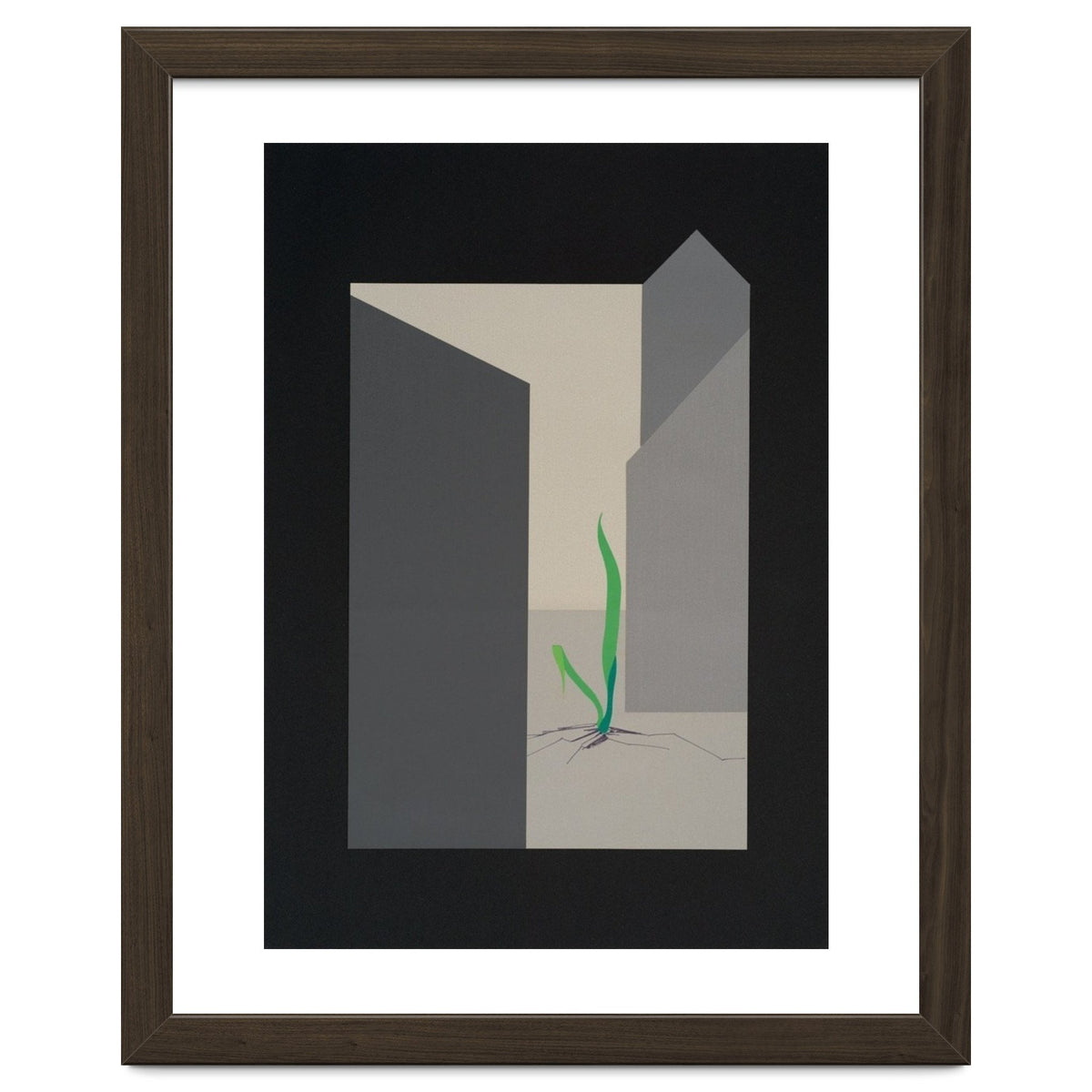 Grass straw in concrete landscape.