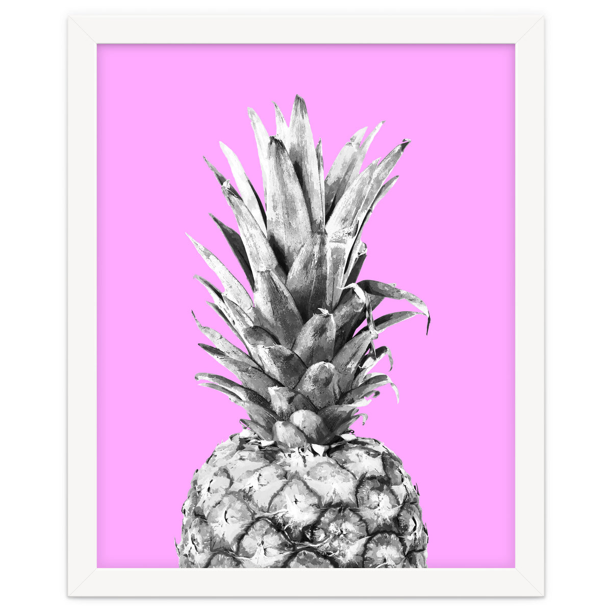 Black and White Pineapple Pink Background