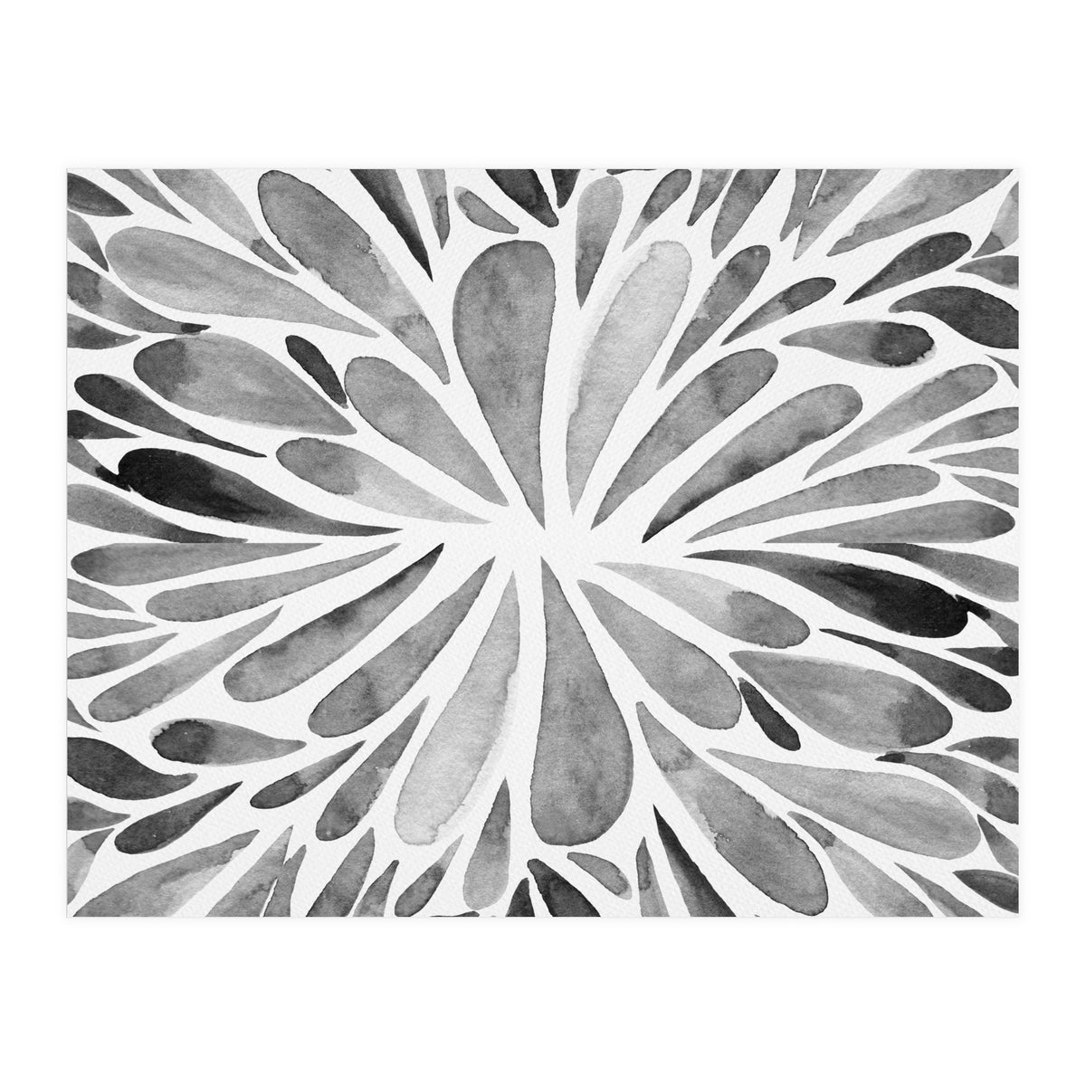 Retro abstract floral - black and white (Print Only)