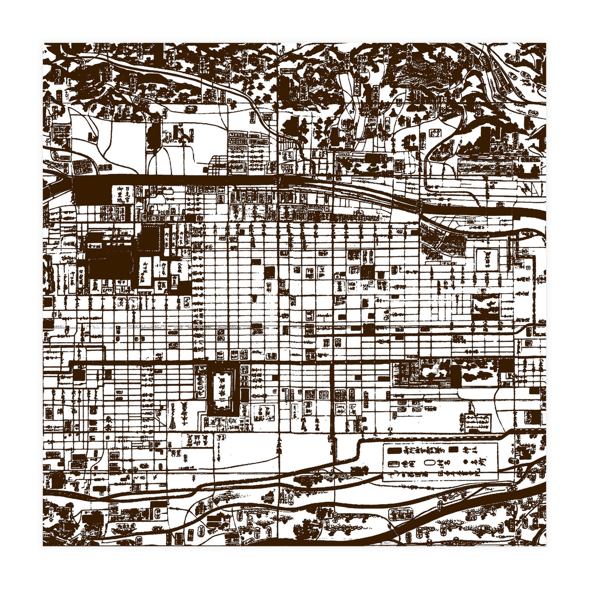 Antique Oriental Town Map  (Print Only)