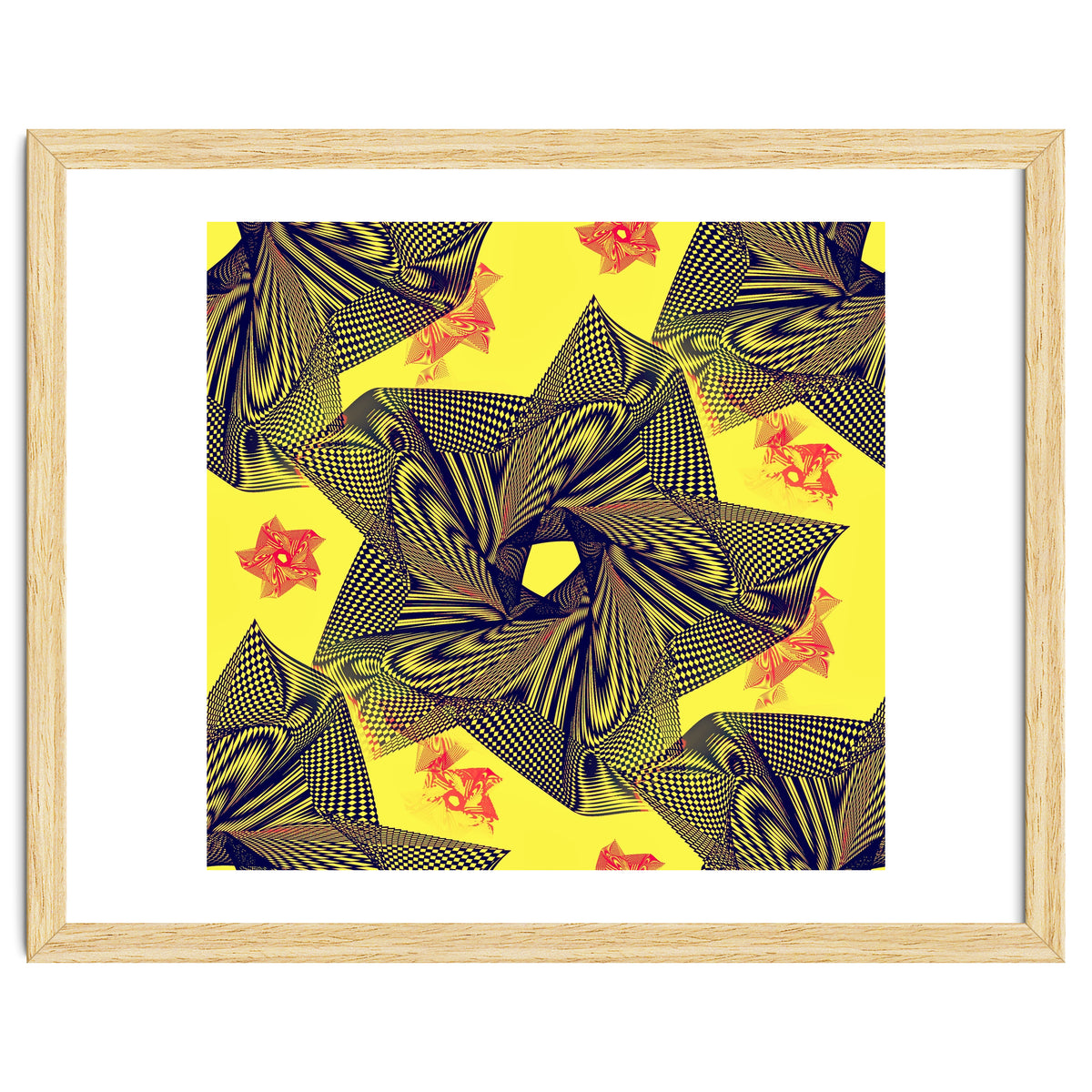 Black flowers on yellow background.