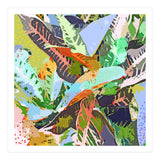 Jungle Plants, Tropical Nature Dark Botanical Illustration, Eclectic Colorful Forest Painting (Print Only) thumbnail