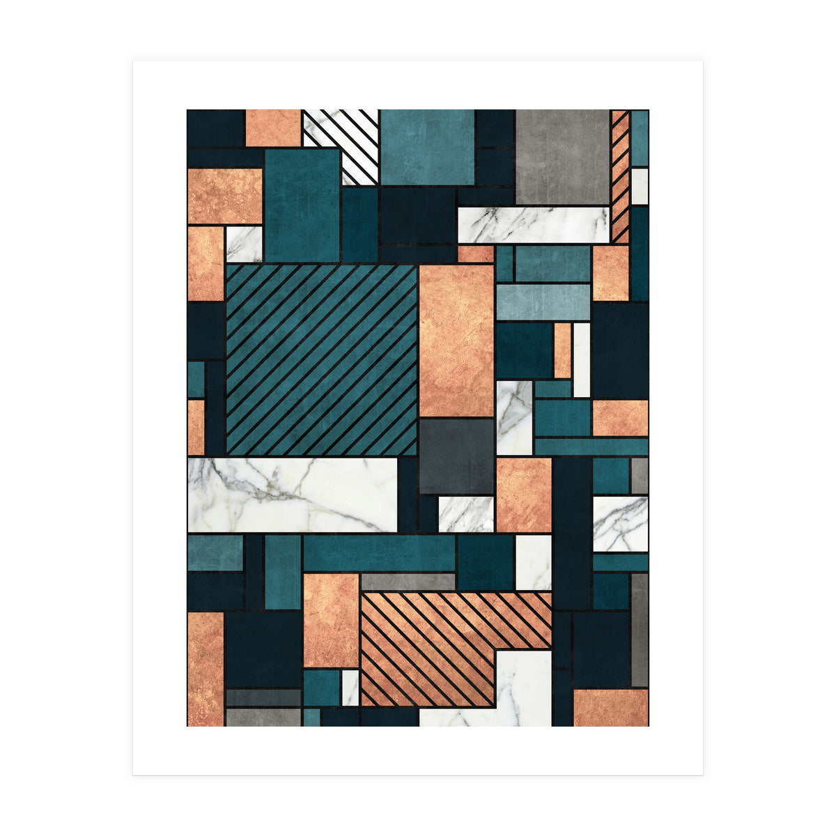 Random Pattern - Copper, Marble, and Blue Concrete (Print Only)