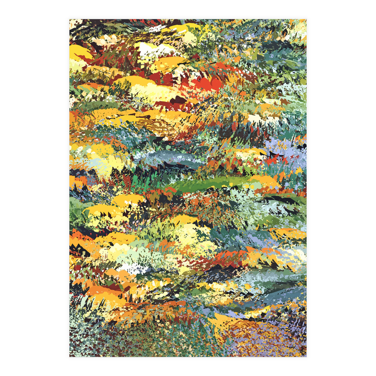 Autumn Forest, Nature Jungle Painting, Botanical Plants Abstract Illustration, Contemporary Modern Boho (Print Only)