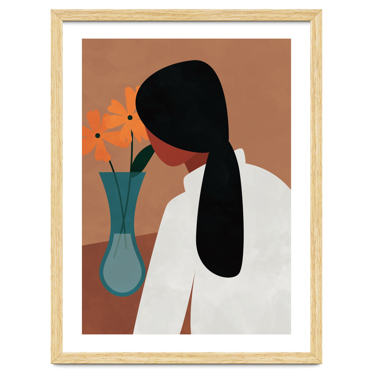 Modern Boho Woman with Flowers