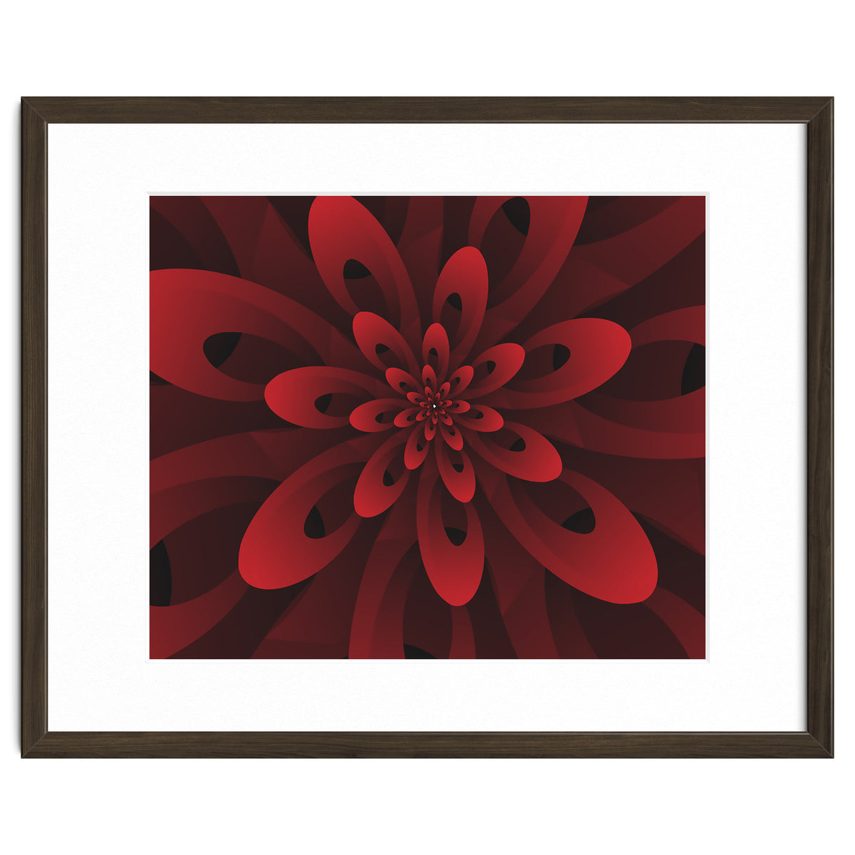 Abstract Digital Modern Red Floral 3D ART