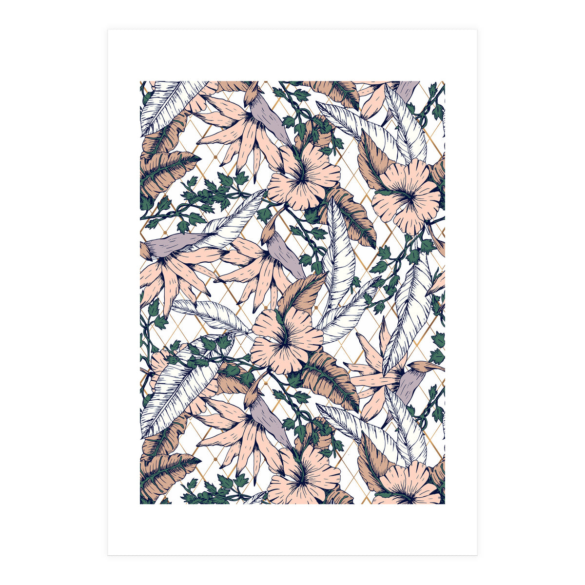 Exotic flowering and pattern geometric (Print Only)