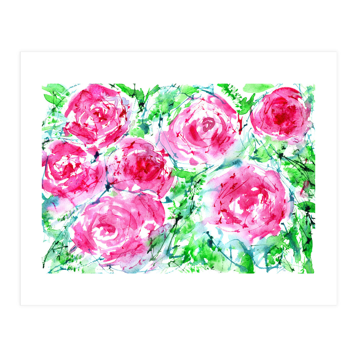 Blooming bouquet || watercolor roses (Print Only)