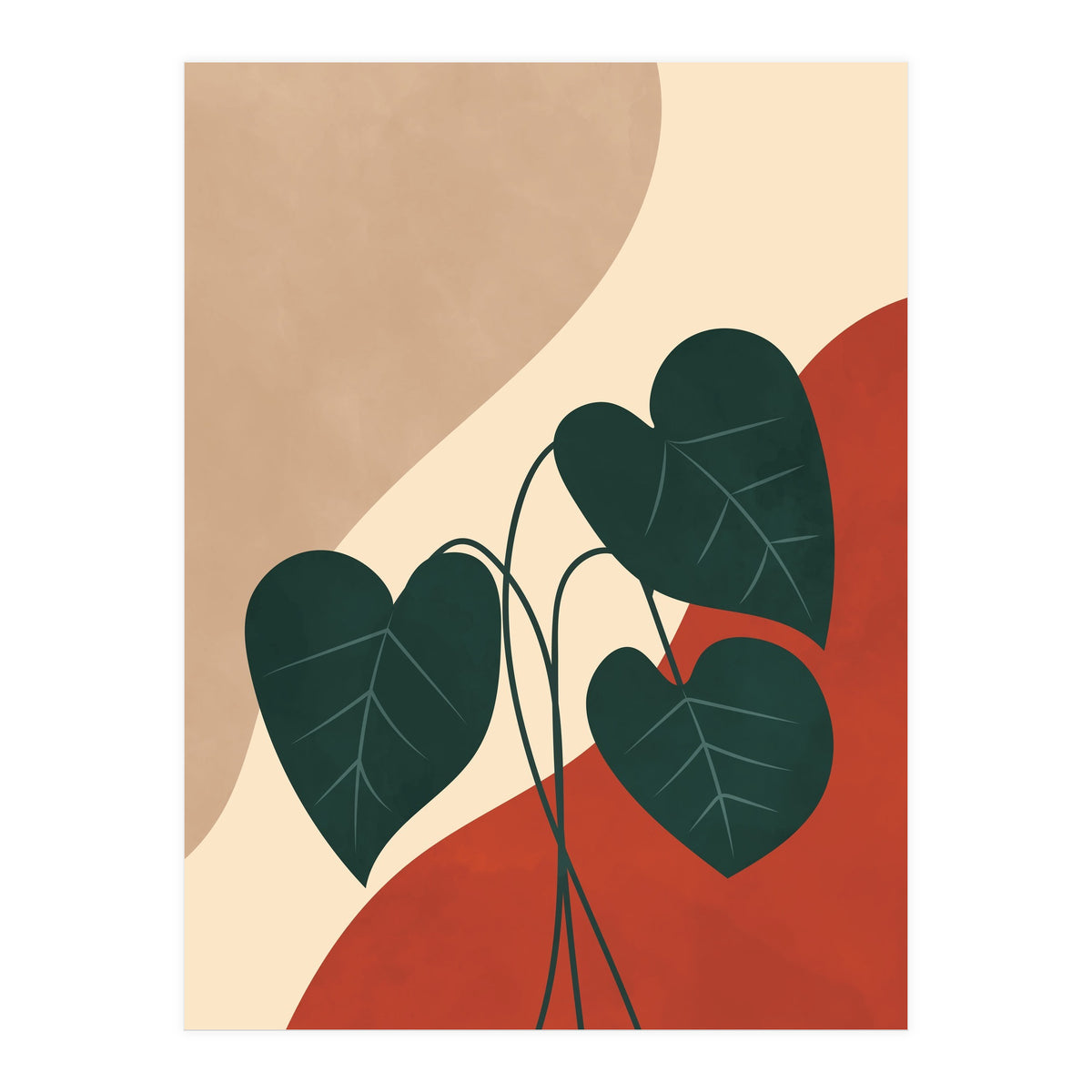 Mid century Botanical Anthurium Plant (Print Only)