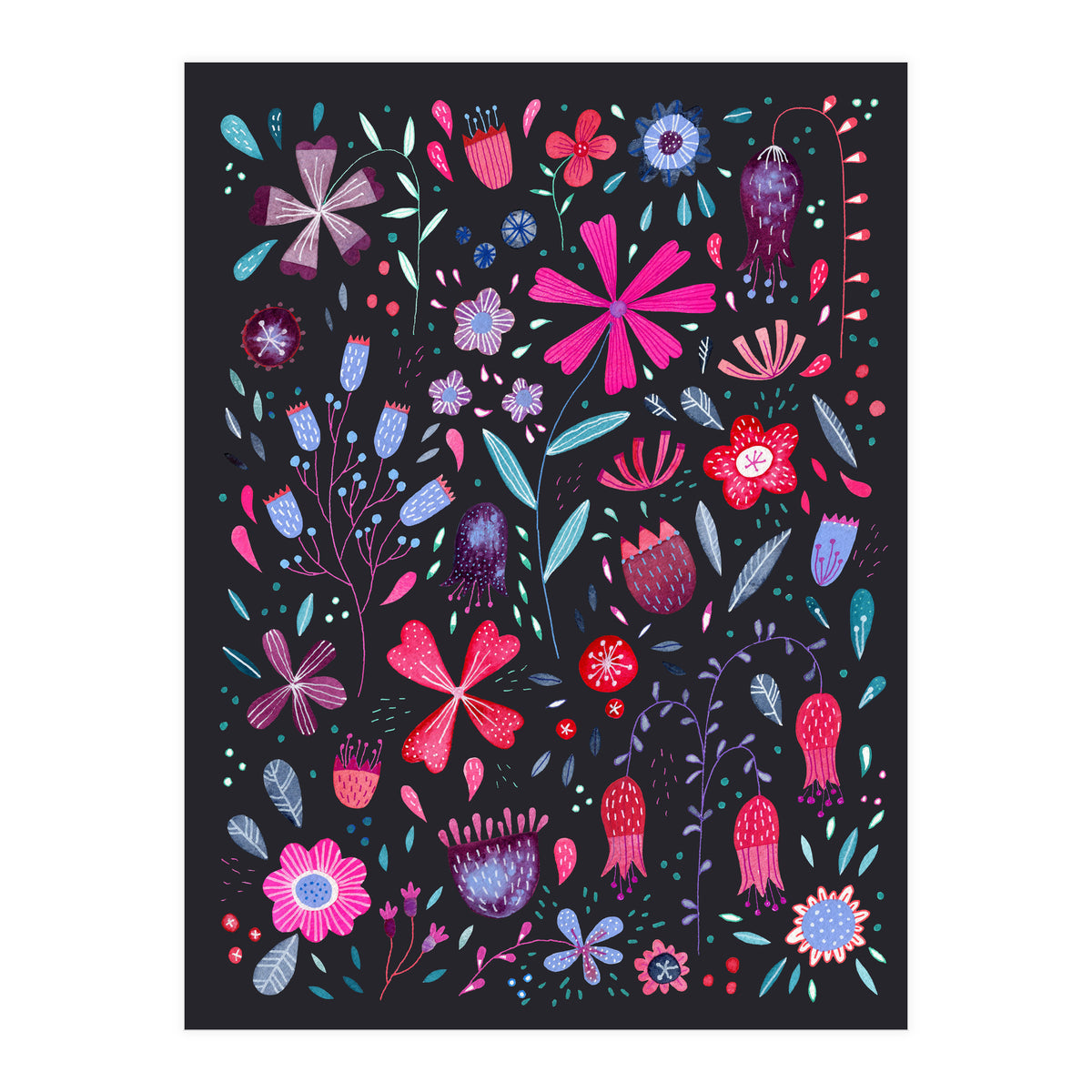 Kennigton Flowers Dark (Print Only)