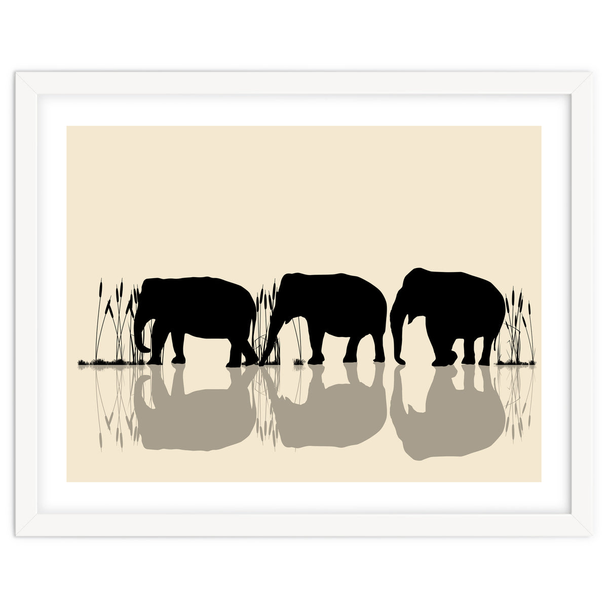Elephants Crossing Water