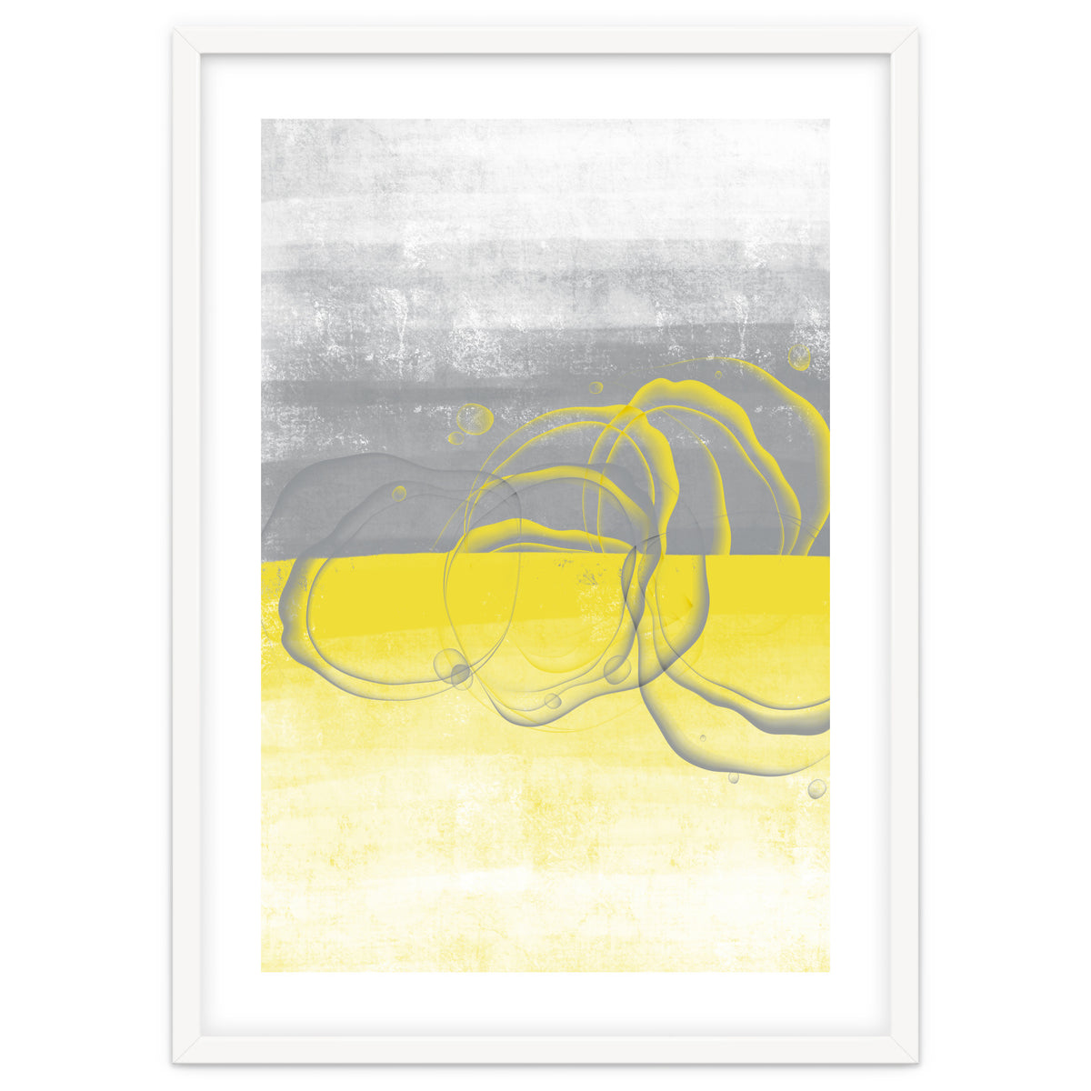 Abstract Painting No. 53 - Bubbles | Illuminating Yellow & Ultimate Grey