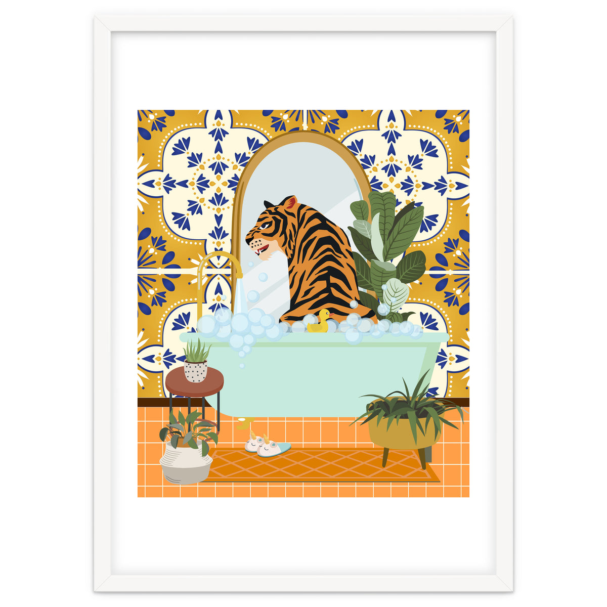 Tiger Bathing in Moroccan Style Bathroom