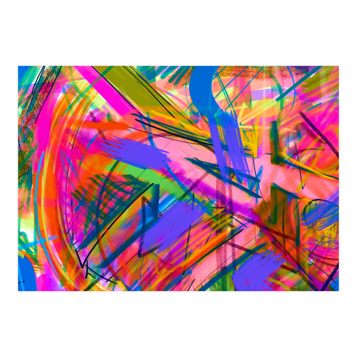 Pink And Blue In Traces (Print Only)