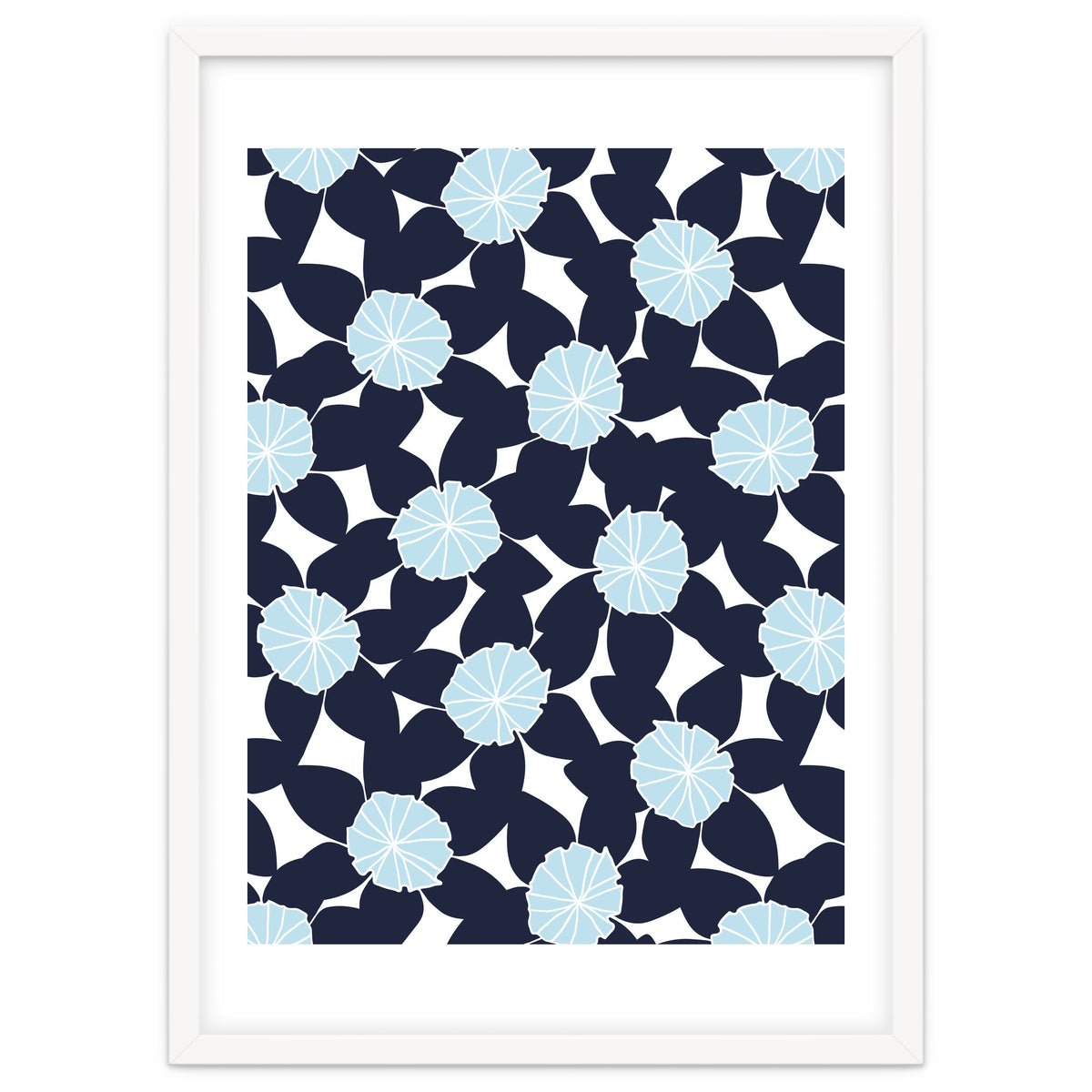Pastel Blue Abstract Flower Pattern