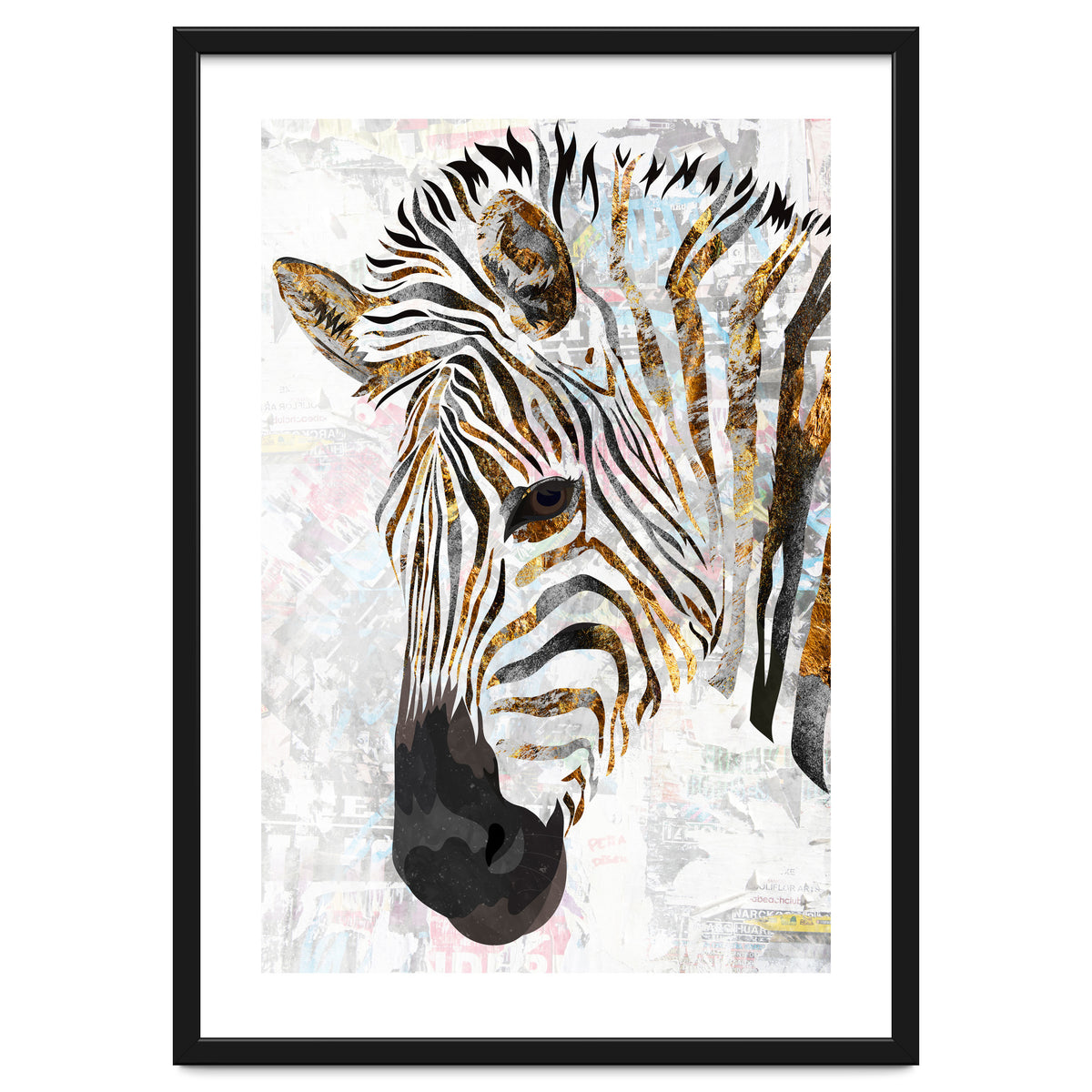 Grungy Zebra Gold and White